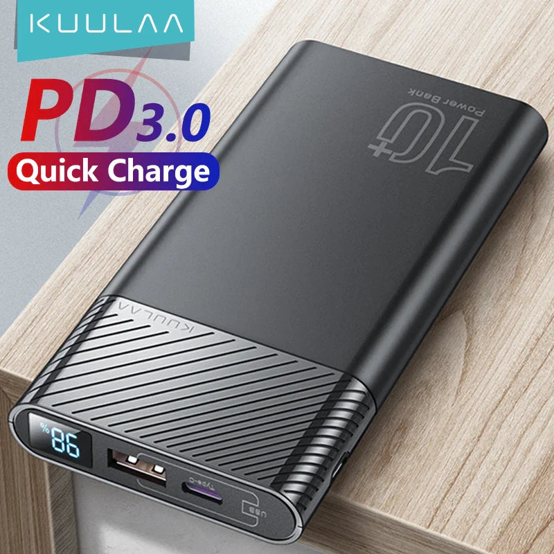 KUULAA Power Bank 10000mAh QC PD 3.0 PoverBank Fast Charging PowerBank 10000 mAh USB External Battery Charger For iPhone 15 14