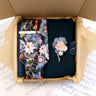 Viola Design 6PCS Gift Box Floral Solid Cotton Sock Tie Sets Clip Pin Cufflinks Hankie Men Wedding Party Daily Cravat Accessory