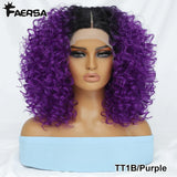 16" Kinky Curly Synthetic Lace Front Wig Black Blonde Wigs For Women Glueless Female Ginger Purple Heat Resistant Natural Hair