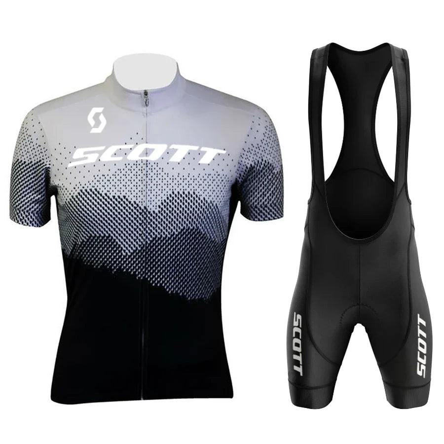 Men's Cycling Suit Jersey Mtb SCOTT Clothing Man Laser Cut Mens Sets Summer 2024 Complete Uniform Shorts Bib Short Jacket