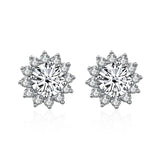 JoyceJelly 1 carat D Color Moissanite Diamond Earrings S925 Sterling Silver Jewelry For Women Sunflower Shaped Ear-studs Wedding