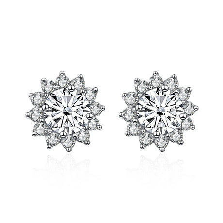 JoyceJelly 1 carat D Color Moissanite Diamond Earrings S925 Sterling Silver Jewelry For Women Sunflower Shaped Ear-studs Wedding