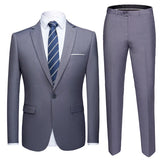 Jacket + Pants 2 Pieces Set / 2023 Fashion New Men's Casual Boutique Business Dress Wedding Groom Suit Coat Blazers Trousers