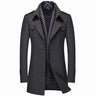 Winter Men's Woolen Coats Fashion Thicken Mid Length Trench Solid Turn Down Collar Warm Outerwear Business Casual Wool Coat Men