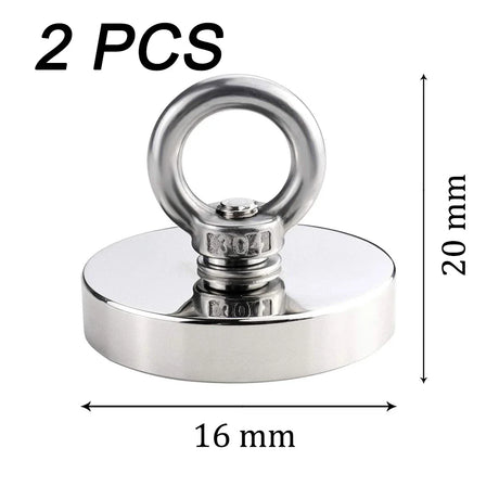 Super Strong Neodymium Fishing Magnet Hook N52 Heavy Duty Rare Earth Magnet with Countersunk Hole Eyebolt 16-90mm Salvage Magnet