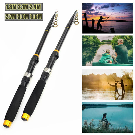 5 Layers Fishing Rod 1.8m-3.6m Max Pull 3.5KG Carbon Fiber Spinning Rod Portable Telescopic Fishing Rod for Freshwater Saltwater