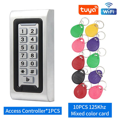 Smart Home Aluminum IP68 Waterproof Standalone RFID Access Control Keypad with Wifi Tuya APP metal Key Access controler 2000User