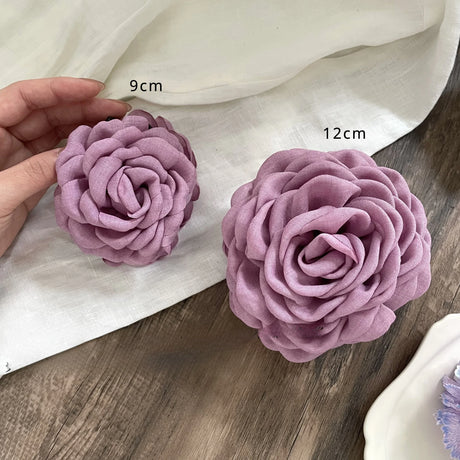 Fabric Rose Flower Crab Hair Clip Ins Popular Hair Catches for Women Pink Black Plastic Hair Clamps Girls' Spring Accessories