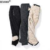 Down Pants Winter Lambswool Sweatpants Velvet Thicken Fleece Trousers Loose Pants Windproof Warm Men Casual Sports Pants