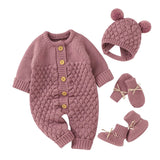 Baby Rompers Clothes Autumn Winter Knitted Newborn Boys Girls Solid Plain Jumpsuits Fashion Solid Plain Toddler Kids Unisex Wear