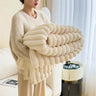 Winter Warm Blanket Skin-Friendly Bedspread Solid Striped Throw Blankets Sofa Air Conditioning Blanket For Bedroom