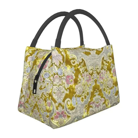 Custom Golden Lion And Damask Ornament Lunch Bags Men Women Warm Cooler Insulated Lunch Boxes for Picnic Camping Work Travel