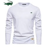 100% Cotton Long Sleeve T Shirt For Men Embroidery Casual Mens T-shirts High Quality Male Tops Classic Clothes Men's T-shirts