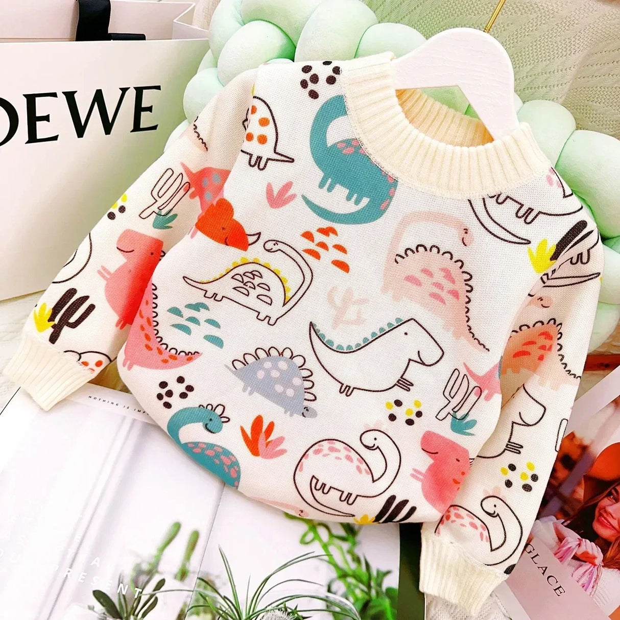 2023 Flower Knit Sweaters Autumn Winter Children's Kids Baby Girls Clothes Thicken Pullover Kids Long Sleeve Sweater