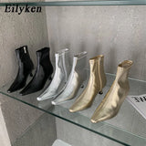 Eilyken Spring New Pointed Toe Women Ankle Boots Ladies Eelgant Thin High Heel Solid Chelsea Shoes Soft Leather Short Boots