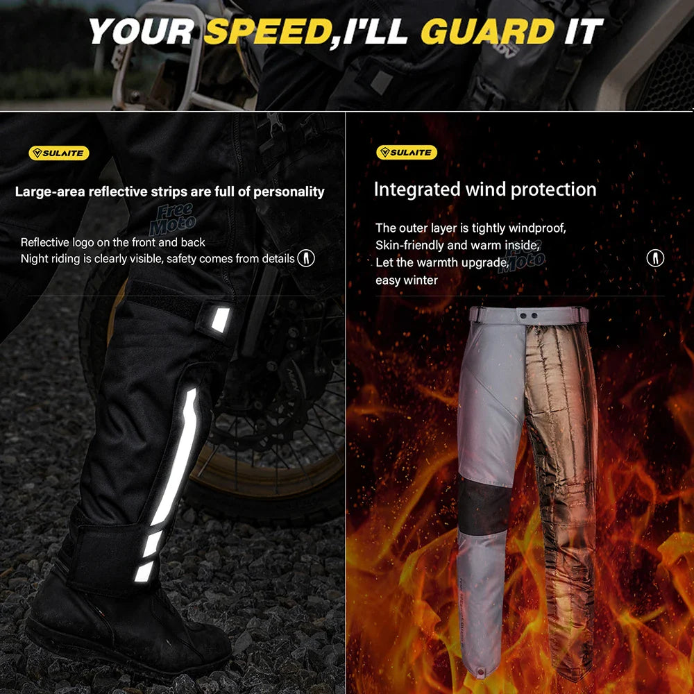 SULAITE Men's Motorcycle Pants Quick Release Winter Warm Quick Take Off Trousers Built in CE Protectors Waterproof Pants