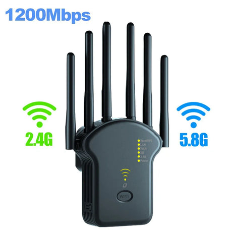 1200Mbps Wireless WiFi Repeater WiFi Signal Repeater Dual-Band 2.4G 5G WiFi Extender Antenna Network Amplifier WPS Router