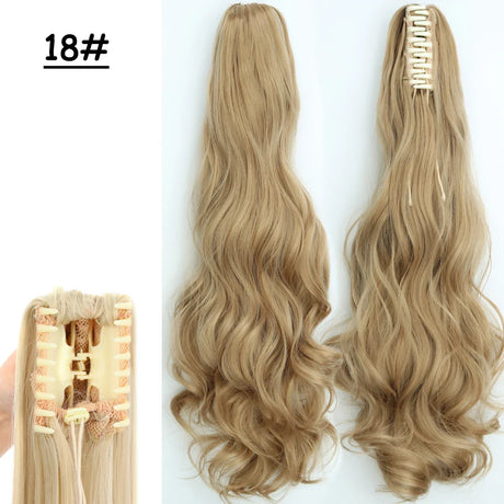 Synthetic Claw Clip On Ponytail Hair Extensions Long Straight 24" Heat Resistant Pony Tail HairPiece BlackBrown Blonde Hairstyle