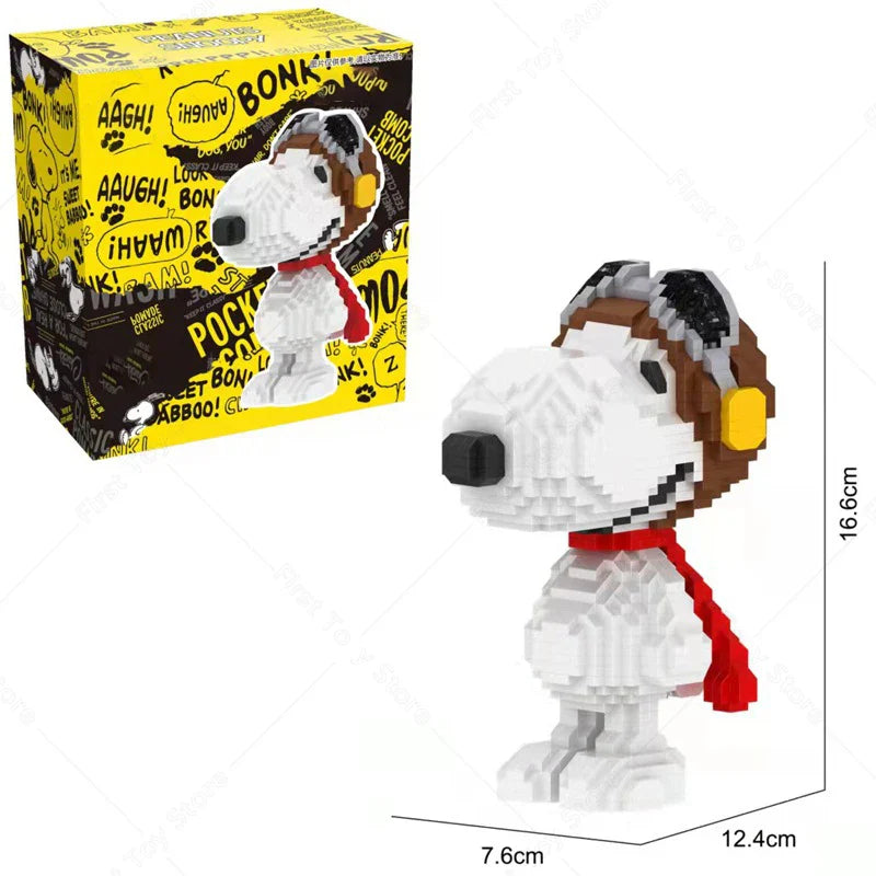 NEW HSANHE Snoopy Anime Action Figures Kawaii Building Blocks Micro Daimond Bricks DIY Assemble Toys For Children Gifts