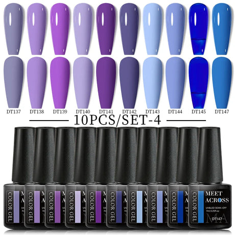 10Pcs Nude Glitter Gel Nail Polish Set Purple Pink Reflective Glitter Semi Permanent Varnishes Soak Off UV LED Nail Art Gel Kits