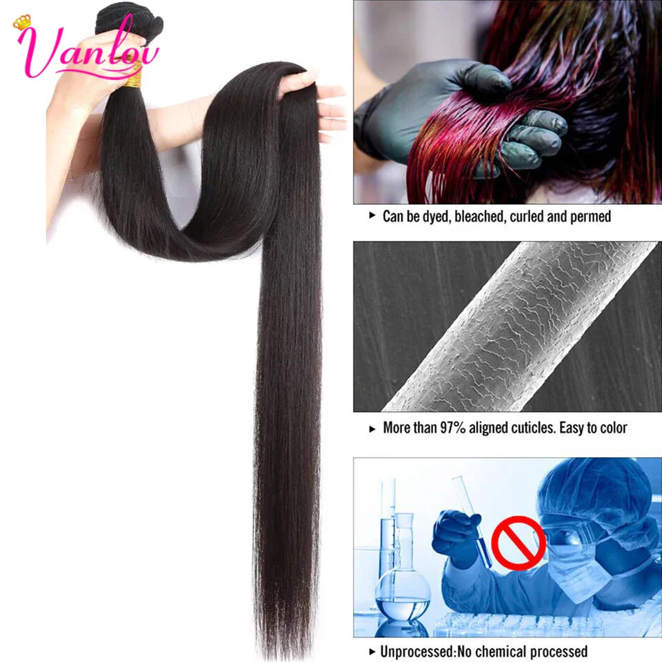 Vanlov Straight Hair Brazilian Straight Human Hair Weave Bundles Natural Black 1/3/4 pcs/lot 100% Human Hair Bundles Remy Hair