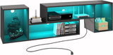 TV Stand, Deformable TV Stand with LED Lights & Power Outlets, Modern TV Stand for 45/50/55/60/65/75 Inch TVS,