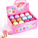 24pcs/Box Wholesale Lip Balm Fruit Flavor Lip Gloss Bulk Cute Round Ball  Plant Kids Baby Girls Lips Care Moisturizing