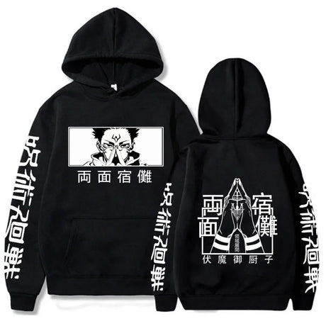 Anime Jujutsu Kaisen Hoodies Men Satoru Gojo Print Sweatshirt Autumn Winter Harajuku Hoody Hooded Streetwear Plus Size Hoodie