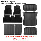 For 2024 New Tesla Model 3 Highland Floor Mats TPE All Weather Front Rear Cargo Liner Mat, Waterproof Anti-Slip Mats Accessories