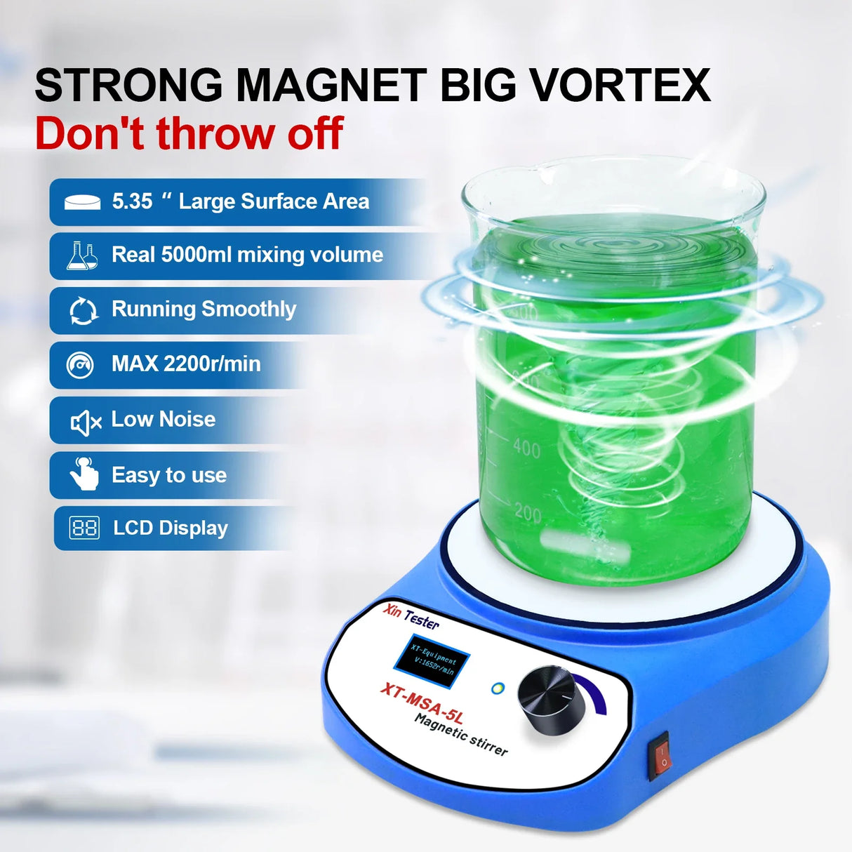 Xin Tester Magnetic Stirrer 3000ml LCD Display,Home/Lab Digital Stir Plate Mixer Magnet Spinner For Hot Sauces/Coffee + Stir Bar