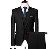 Blazers Set Suits for Men(Jacket + Vest + Pants)three Piece Set Solid Business Casual Slim Fit Formal Dress Groom Tuxedo Wedding