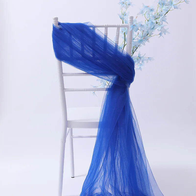 20pc/lot Tulle Sheer Organza Sashes For Wedding Banquet Party Arch Decoration DIY Chair Sashes Knots Background Veil Romantic