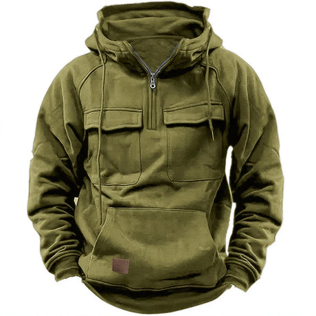 Loose Sweatshirt Men Pullover Solid Color Black Blue Green Hooded Long Sleeve Polyester Brand New High Quality