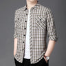 2023 Spring and Autumn Men's New Fashion with True Pocket Polo Collar Long Sleeve Shirt Plaid Business Casual Versatile Top