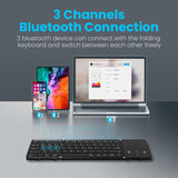 BOW Hebrew/Korea/Russia Wireless Folding Keyboard with Touchpad Rechargeable Foldable Bluetooth Keyboard for Tablet Ipad