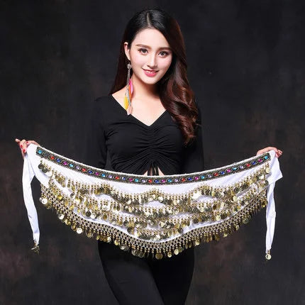 Oriental/Indian Belly Dance Coin Belt BellyDance Hip Scarf Golden Coins Belly Dance Costume Accessories Dancing Coin Belt