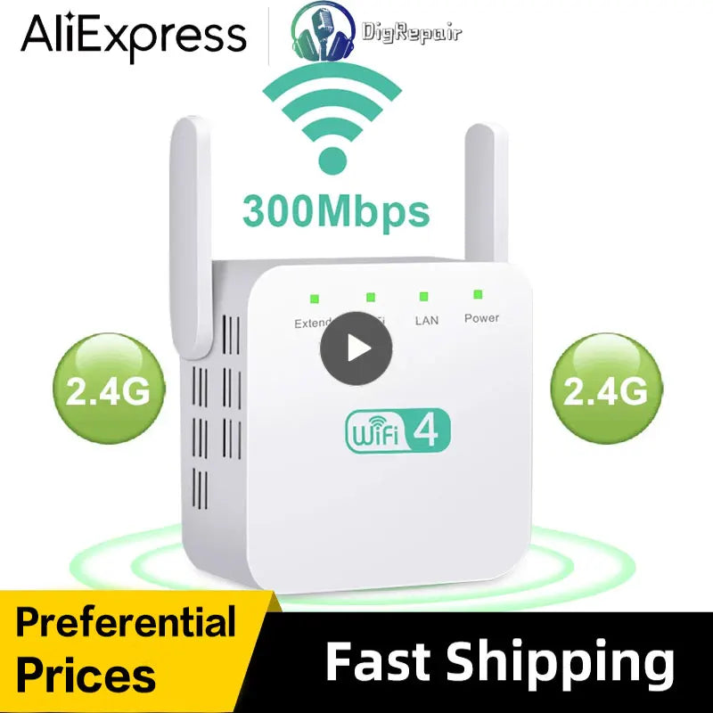 1PC Wireless Repetidor WIFI Repeater 300Mbps Dual Antenna Wi Fi Booster Wi/Fi Long Range Extender 2.4G Wi-Fi Signal Amplifier