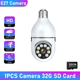 1/2/4PCS E27 Bulb Wifi Camera Surveillance Night Vision Full Color Ai Human Tracking 4X Digital Zoom Video Security Monitor Cam