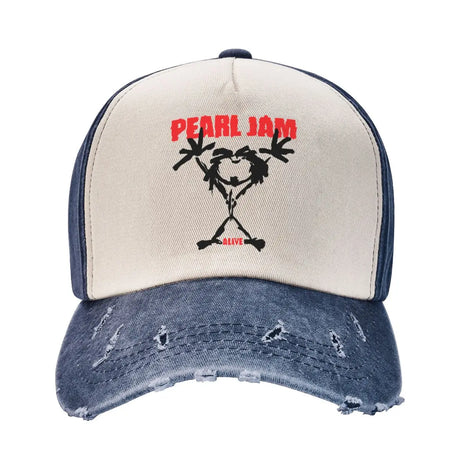 Baseball Cap Pearls Jam Rock Band Outfit for Men Women Vintage Distressed Denim Casquette Dad Hat