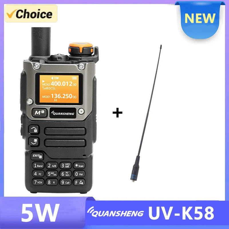 UV K58 Walkie Talkie 5W Quansheng UV-K6 Two Way Radio 50-600MHz Full Band Receiving Type C Charge Air Band DTMF Scramber UV-K5