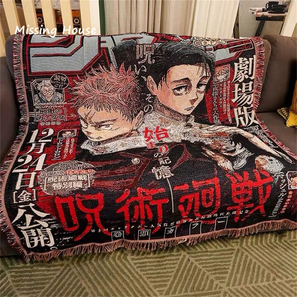 Anime Throw Towel Woven Blanket Tapestry Home Decro Bedspread Beach Towels Sofa Chair Cover Mat Rug Personalized Gift