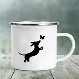 I Love Dachshunds Printed Enamel Mug Creative Glass Coffee Drinks Dessert Milk Cup Glass Vintage Heatable Handle Drinkware Gifts