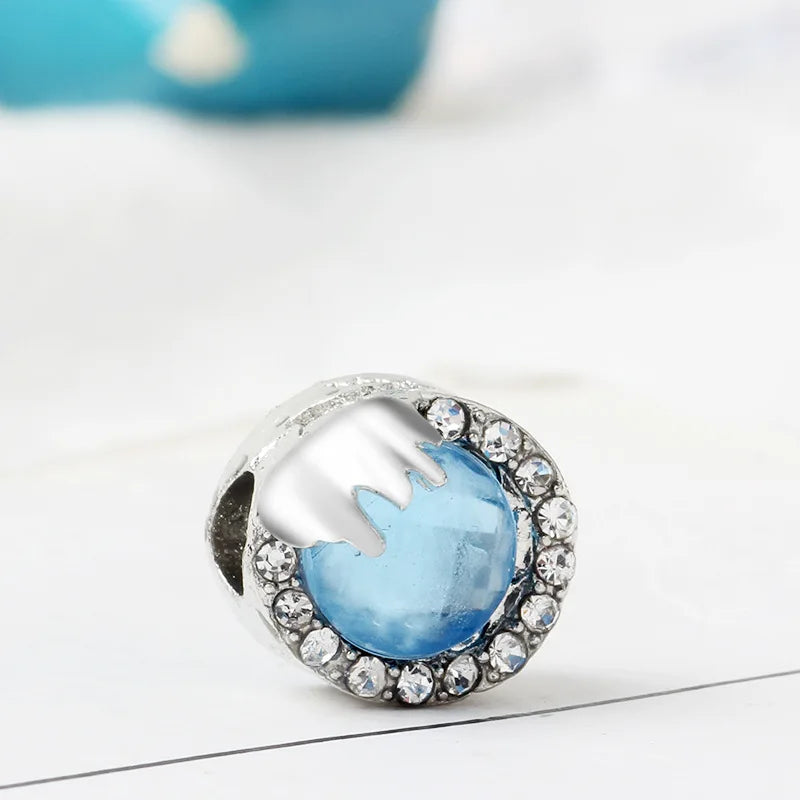 Disney Blue Enamel Ice Snow Olaf Pendant Fit Pandora Charms Bracelet Women Cartoon Anime Frozen Snowman Beads for Jewelry Making