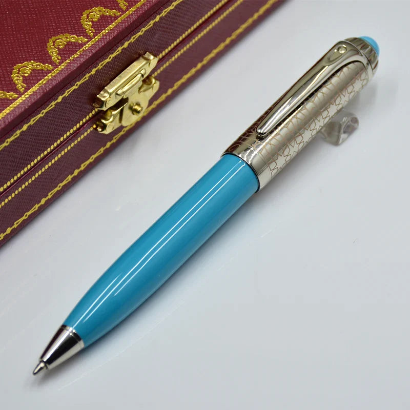 MOM CT R De Series Luxury Ballpoint Pens Green Blue Red Barrel Silver Diagonal Grain Writing Stationery  Office Supplies