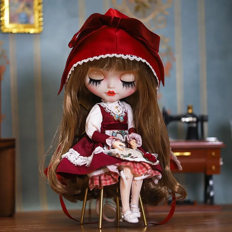 Handmade Blyth Doll Bear suit Clothes Doll Blyth Doll Clothes Princess Dress With White Lace For Ymy Licca Azones Ob24 Ob27 Fr