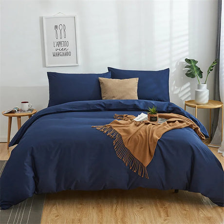 Solid Color Thickening Bedding Set Double Sheet Soft 3/4pcs Bed Sheet Set Duvet Cover Queen King Size Comforter Sets For Home