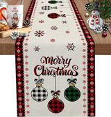 Merry Christmas Tree Ball Linen Table Runners Holiday Party Decor Reusable Dining Table Runenrs Wedding Navidad Decorations