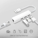 USB Ethernet Network Card 3 Ports High-Speed USB 2.0 to RJ45 Hub 10/100 Ethernet Adapter Free Driver USB Hub Lan For Macbook Win