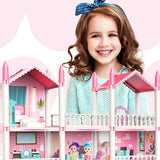 3D DIY Dream Princess Castle Villa Assembly Doll House Set Toy Girl Family Toy Children's Music Doll House Assembly Villa House