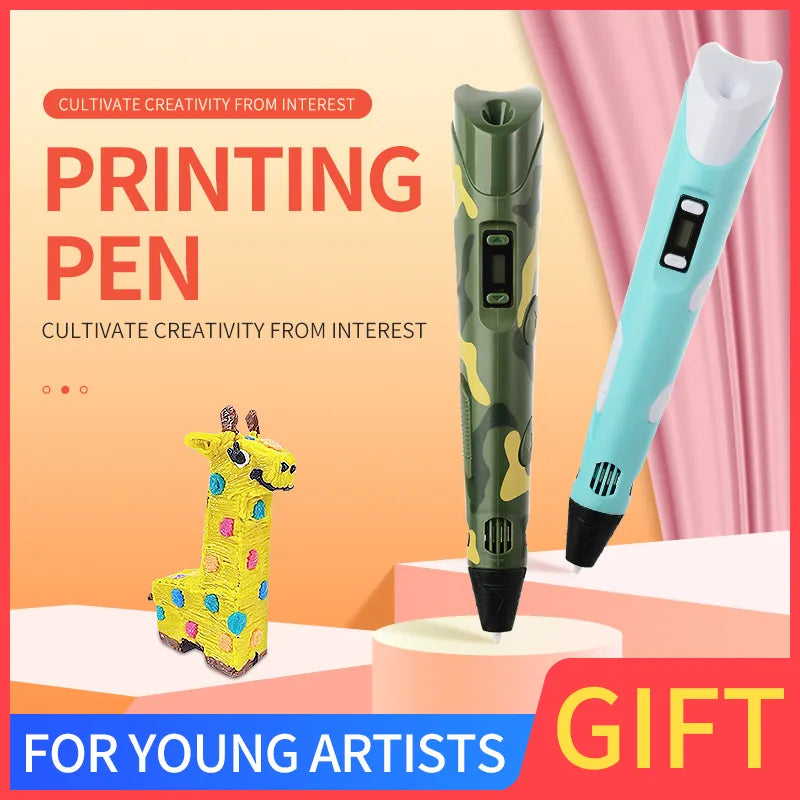 Creative 3D Drawing Pen for Kids - Fun Gift for Girls with LCD Screen & PLA Filament Compatibility